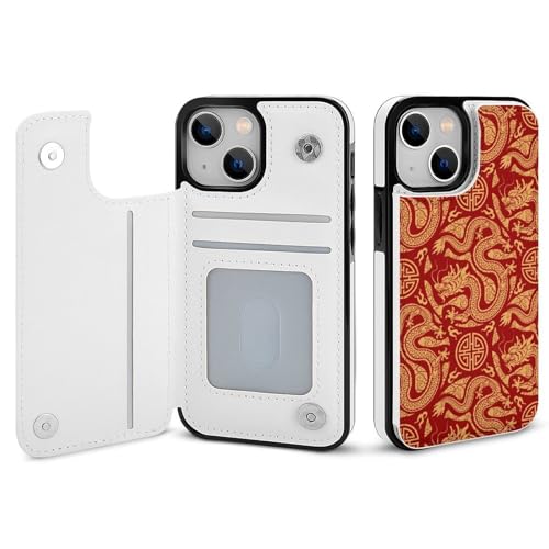 適用 iPhone17用ケース 手帳型 赤 龍 ドラゴン 和風 伝統 スマホケース カード収納 スタンド機能 アイフォン17ケース 耐衝撃 PUレザー カバー 財布型 Case
