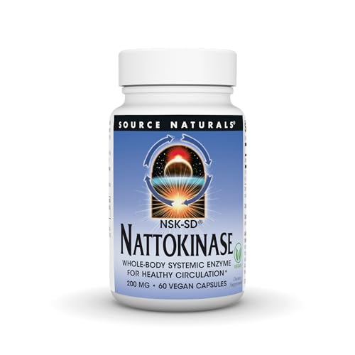 Source Naturals NSK-SD Nattokinase Vegetarian Friendly Whole Body Systemic Enzyme for Healthy Circulation* 200 mg - 60 Vegetarian Capsules