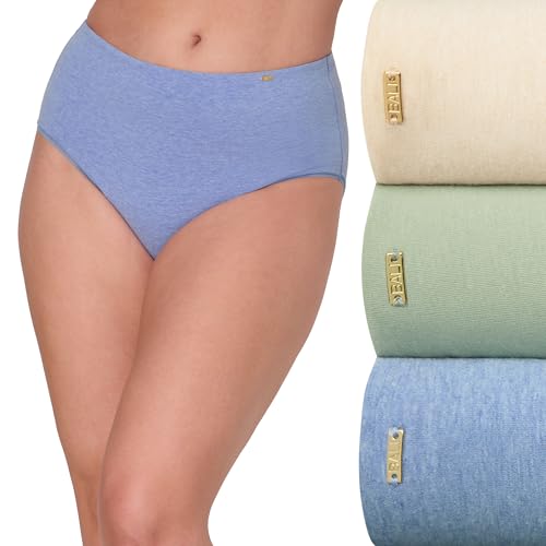 Bali Women's Underwear Brief Pack, Lux Cotton Essentials Brief Underwear, Moisture-Wicking, 3-Pack