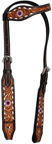 CHALLENGER Horse Western Floral Tooled Show Tack Laced One Ear Bridle 78HR38HA