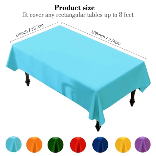 Image of G GENLEAS 21 Pack Assorted Color Rectangle Plastic Tablecloth Disposable Table Cloth for Birthday Wedding Fiesta Picnic Party Rainbow Party Decorations, 7 Color, 54x108 Inch