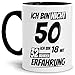 Produktbild Geburtstags-Tasse"Ich bin 50 mit 32 Jahren Erfahrung" Innen & Henkel Schwarz/Geburtstags-Geschenk/Geschenk-Idee/Lustig/mit Spruch/Witzig/Spaß/Beste Qualität - 25 Jahre Erfahrung