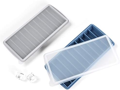 Ice Cube Tray With Lids 2 Pack, Stick Cube Trays with Easy Push and Pop Out Material, Ideal for Sports and Water Bottles