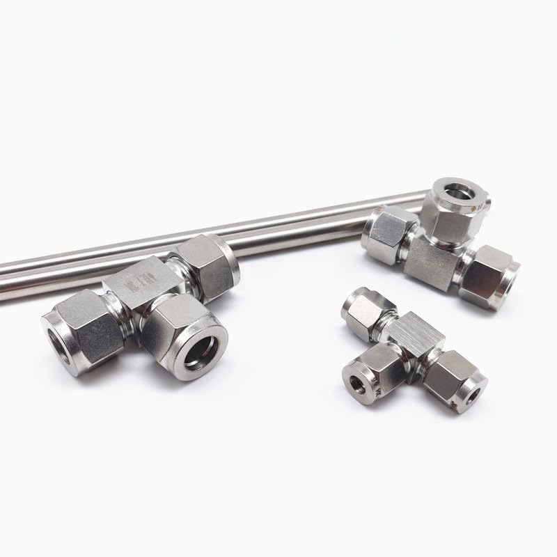 Raccord Hexagonal à 3 Voies en Acier Inoxydable 304 Double Virole for Tube de 22 mm, Joint T