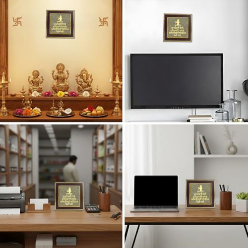 Image of Astrotalk Shree Krishna Maha Mantra on Pyrite Frame | Krishna Photo Frame for Home Decor | Vastu Items for Home & Office Table Decoration Items | Divine Gift for Man & Woman