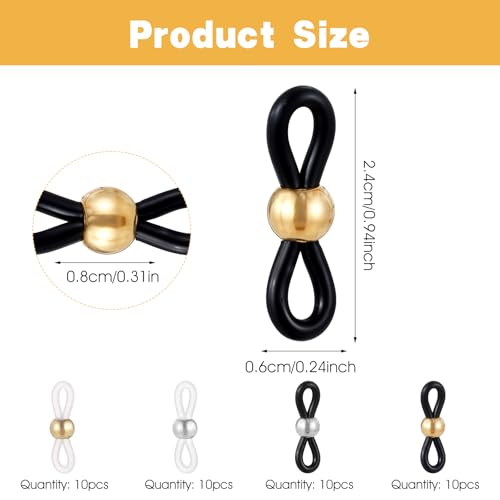Ymapinc 40Pcs Eye Glasses Chains for Women Connector, Eyeglass Chain Ends Around Neck Holders Replacement Ring Anti Slip Straps for Reading Strap Loop Stylish DIY - Rubber