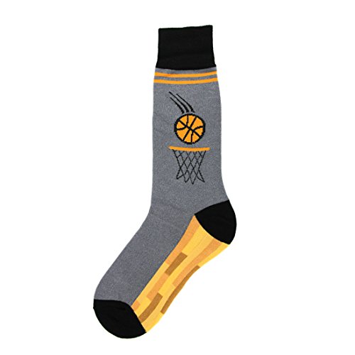 Foot Traffic, Men's Sports-Themed Socks, Basketball (Men's Shoe Sizes 7-12)