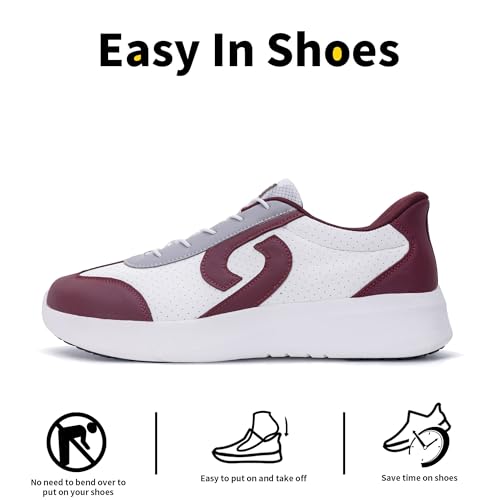 Image of Men's Wide Walking Shoes Tennis Minimalist Sneakers Zero Drop Slip On Comfortable Shoes for Plantar Fasciitis Orthotic Work Standing All Day Redwhite US 12