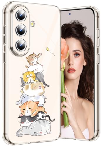 Coque Samsung A57 5G transparente en TPU fin motif chats mignons