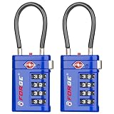 Forge Open Alert TSA Approved Luggage Locks, Blue, 2 Pack Locks.