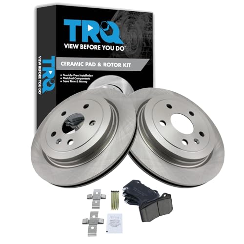 Image of TRQ Rear Brake Pad and Rotor Set Ceramic Compatible with 2009-2015 Cadillac CTS