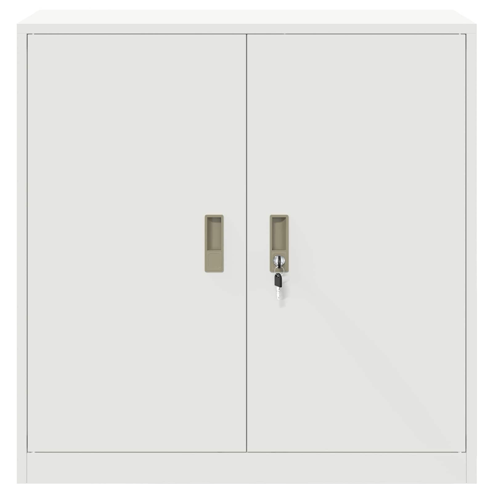 Armoire de rangement de bureau blanche 90 x 40 x 90 cm en acier avec portes verrouillables pour une organisation efficace et un rangement sûr des documents
