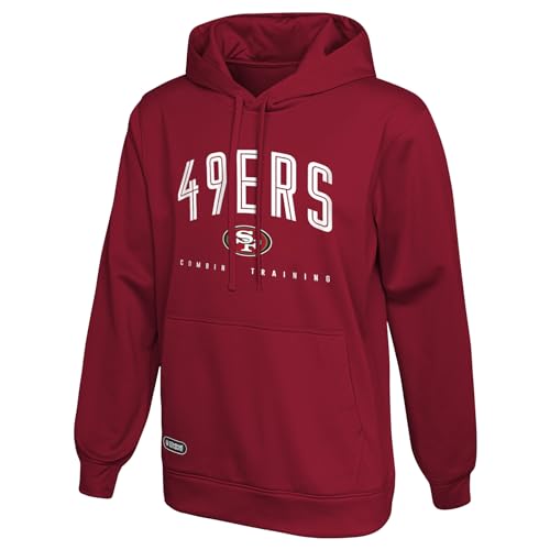 Outerstuff NFL Men's San Francisco 49ers Pullover Performance Fleece Hoodie, Up Field Logo Size L
