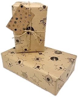 Luxury, Cat Wrapping Paper,4 Sheet Multi pack of,Cat Wrap, plus Free Cat Gift Tags. Kraft Paper Perfect for Birthday Wrapping Paper and 100% Recyclable for the Environment (Caricature Cats 4x pack)