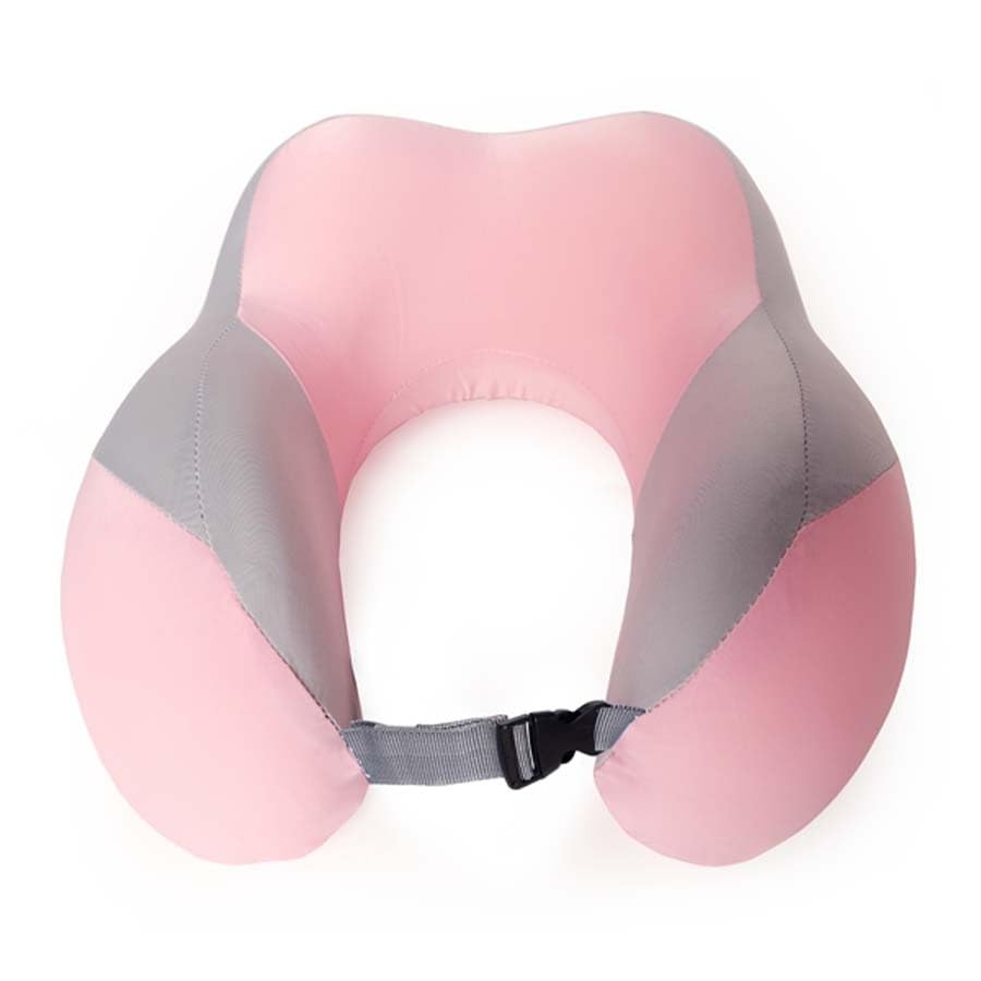 Swadhin Memory Foam Luxury Travel Neck Support Rest Pillow (Pink)
