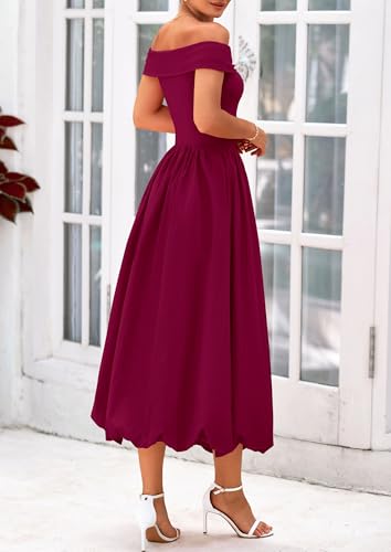 PRETTYGARDEN Womens Summer Off Shoulder Sleeveless Midi Dress Cocktail A Line Flowy Wedding Guest Dresses with Pockets2