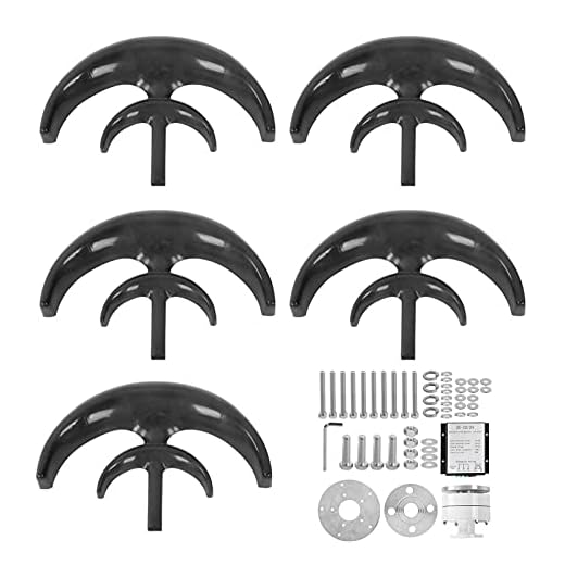 600W Sats för Vindkraftverk, Vindkraftgenerator med Svart Lykta, 5 Vindkraftsgeneratorer med Styrenhet, för Laddning Av Båtar, Terrasser, Stugor, Husbilar(24V)