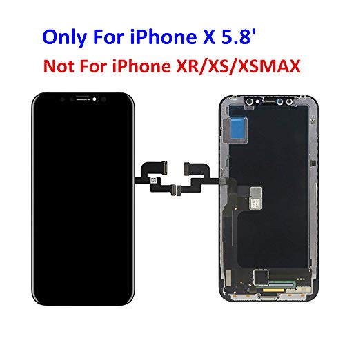 Premium Screen Replacement for iPhone X (5.8 inch) - 3D Touch Hard OLED Complete Repair kit - Digitizer Display Glass Replacement with Waterproof Adhesive, Tempered Glass, Tools, Instruction