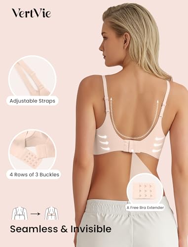 Vertvie Wireless Bras for Women Full Coverage Supportive Seamless Bralettes No Underwire Push Up Comfort Soft T-Shirt Bra3