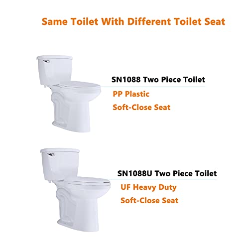 Sounor Sn1088U Two-Piece Elongated Toilet,21 Inch Tall Bowl Comfortable Slow Close Uf Heavy Duty Seat, White #TOP3