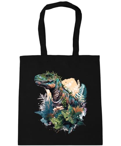 Image of Hippowarehouse Dinosaur forest Tote Shopping Gym Beach Bag 42cm x38cm, 10 litres
