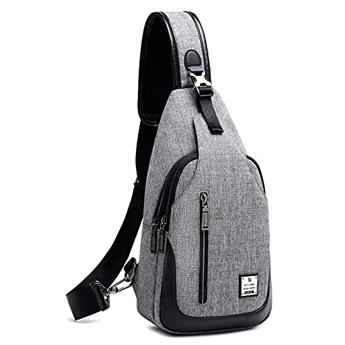tuowan Small Sling Bag Crossbody Backpack Over the Shoulder Bag for Men Women Travel Outdoors, Lightweight Sling Chest Pack (Small, Grey)