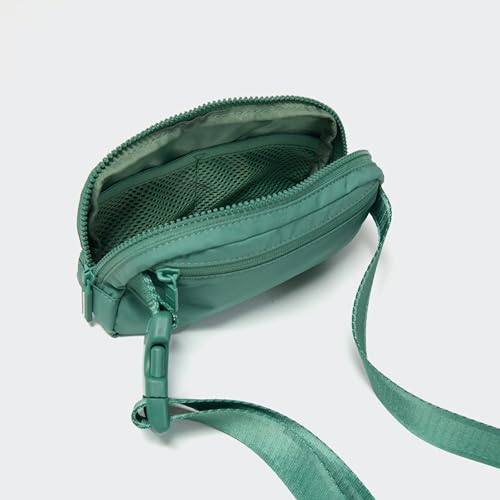 Image of Pander Two Way Zipper Fanny Pack Nylon Everywhere Belt Bag for Women, Water Repellent Waist Packs, Crossbody Bags with Adjustable Strap (Eucalyptus Green)
