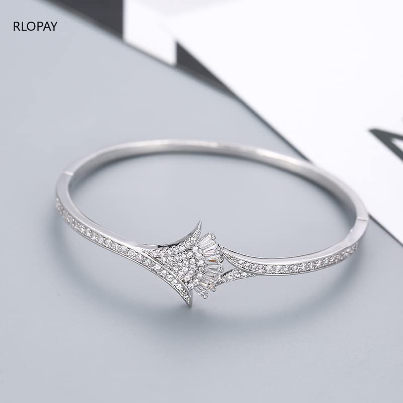 Braccialetto Braccialetti in Metallo dal Design Classico a ventaglio in bracciali da Sposa di Lusso Dorato con Anelli Braccialetti con Polsini in Pietra Piena