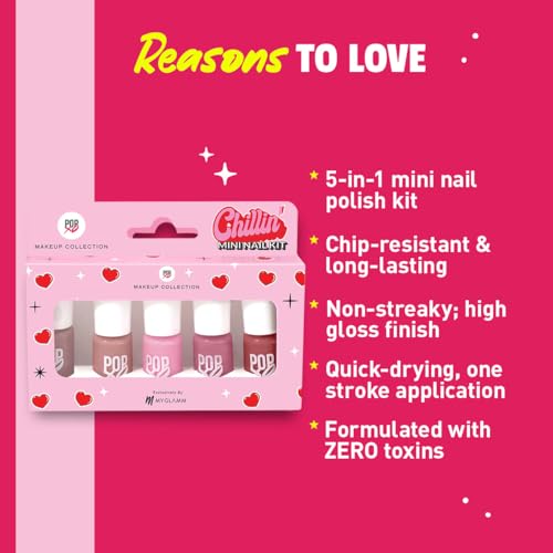 MyGlamm POPxo Makeup Collection Glossy Finish, Chillin' Mini Nail Kit, Paraben Free, Long Lasting Formula, 5 in 1 Combo - Image 6