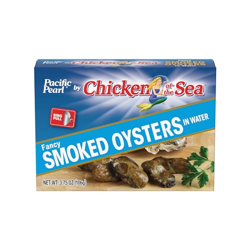 Pacific Pearl Fancy Smoked Oysters in Water 3.75 oz (Pack of 12)