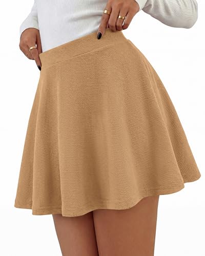 BTFBM Mini Skirts for Women Trendy Flared Basic Versatile Skorts Skater Tennis Fall Skirt with Shorts Underneath 2026(Khaki, Small) — view 5