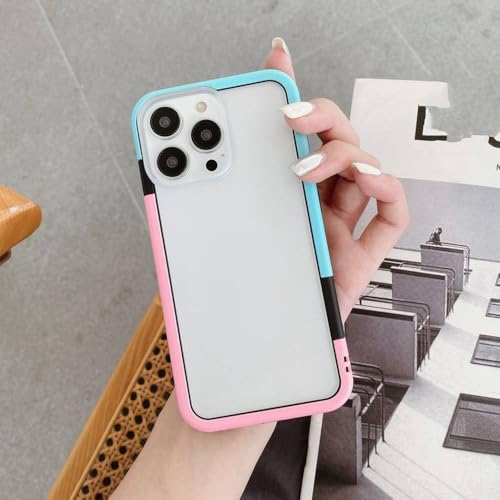 Coque de téléphone TPU pour iPhone 16 Pro Max mat transparent bleu rose