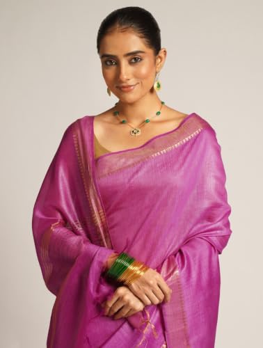 Jaypore pink traditional silk saree – image 3