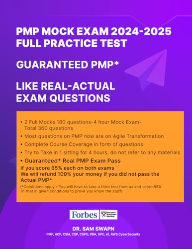 PMP Exam 2024-2025- 2 Full Mock Practice Test- Like Real- Actual PMP Exam- 4 Hour- 180 Questions: PMBOK 7th Edition 2021 & Process Guide 2023 Based.