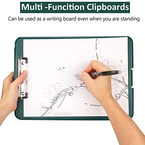 A4 Clipboard File Cover Folder Folio Clip File Clamp Binder Organizer Case Waterproof Clipboard Box With Storage Nursing Clipboards Foldable Document Case For Office, School, Nurse (Emerald) #TOP5