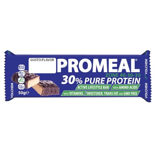 Volchem Promeal Zone Bar recubierta de chocolate fundido, 50 g, caramelo
