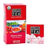 Hawaiian Natural Tea - Organic Hibiscus Bliss Herbal Tea, Caffeine-Free Hibiscus, All-Natural and Antioxidant-Rich Wellness Tea, Vegan and Keto-Friendly, 20 Bags