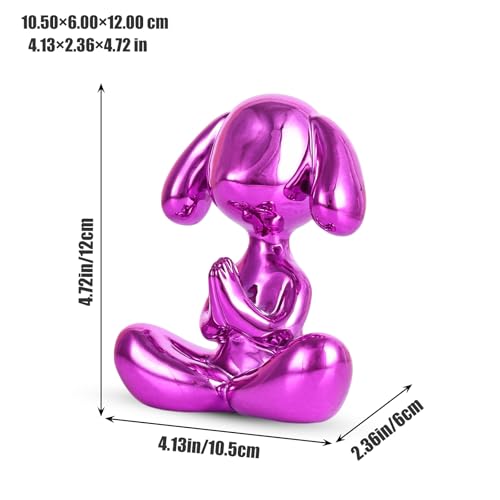 Estatua de Perro Globo en Pose de Meditación Morada miniatura 2