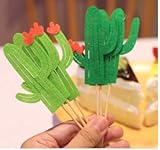 Ndier Cactus Cake Topper Set de 24 Cupcake Toppers para Hawaii Boda y cumpleaños Tema Party DIY decoración