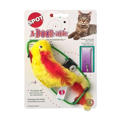 SPOT A-Door-Able Plush Bird Cat Toy | Rattle and Catnip Cat Toy Provides Hours of Entertainment for Your Cat | Hangs on Any Size Door Frame