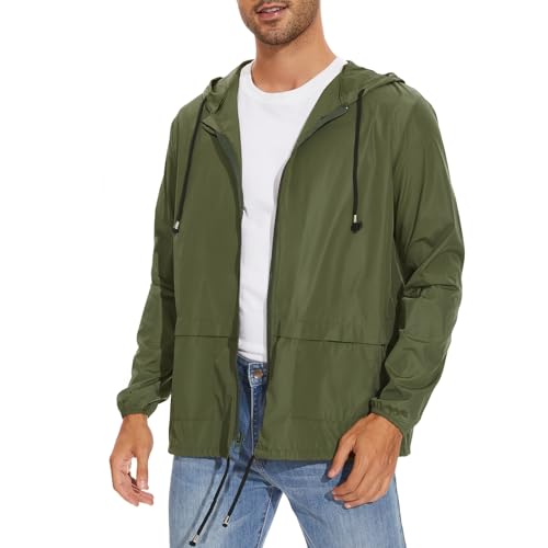 Durio Packable Rain Jacket Mens Waterproof with Hood Lightweight Raincoat for Men Hiking Cycling Windbreaker2