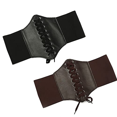 peiyee ceinture corset femme noire Rétro Ceinture pour Femme à Lacets ceinture corset femme Convient aux femmes avec jupes et chemises (noir, marron) Cover