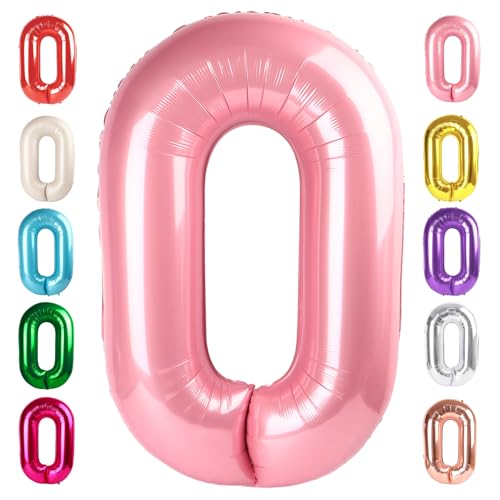 Image of Number 0 Balloons Birthday Decorations, 40In Pearl Pink Balloons for Women | Eye-catching Appearance, Perfect Decorative Centerpieces, Convenient Self-sealing Structure, Widely for Various Occasions