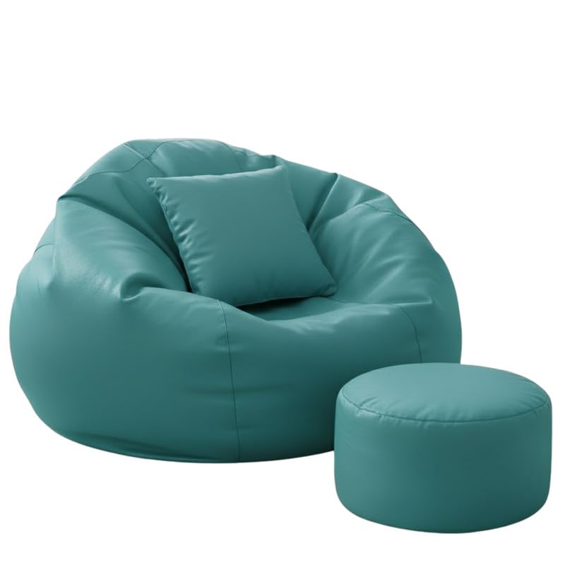 Image of Biggie Bean Bag 7XL Bean Bag Chair with Beans Filled - The Classics Bean Bag Sofa - Combo Set-Styled for Elegance with Free Cushion & Footrest (Matching Color : Yxovo Teal)