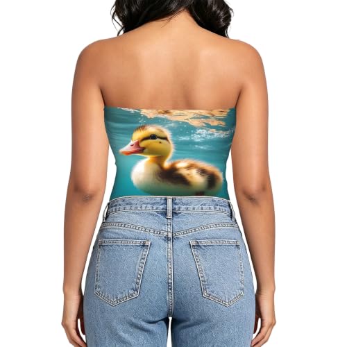 Top Banda Sin Tirantes Con Estampado De Patito Para Natación Subacuática miniatura 4
