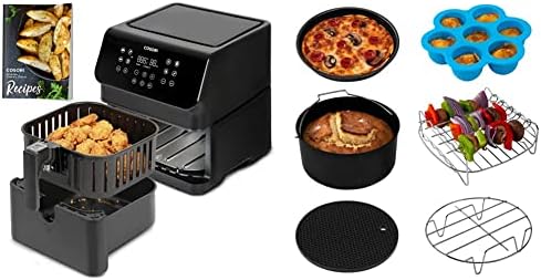 COSORI Air Fryer with Customizable 10 Presets & Shake Reminder,Cookbook(100 Recipes),Accessories XL, Set of 6 Fit all 5.8Qt, 6Qt Air Fryer, FDA Compliant, BPA Free, Dishwasher Safe, Nonstick Coating