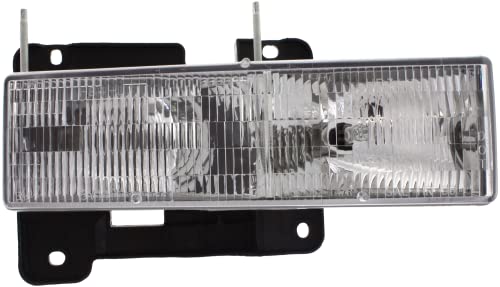 Evan Fischer Headlight Compatible with 1995-2000 Chevrolet Tahoe, 1992-1999 GMC Yukon, 1992-1994 Chevrolet Blazer, 1988-1999 GMC C1500 Passenger Side, w/bulb(s), Halogen, Clear Lens