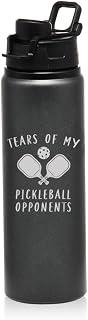 25 oz Water Bottle Sports Travel Mug Gift Tears Of My Pickleball Opponents Funny (Charcoal)