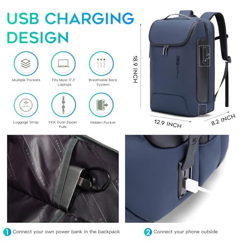 Image of BANGE Anti-Theft Backpack with USB Charging Port 17.3 Inch Business Laptop Backpack