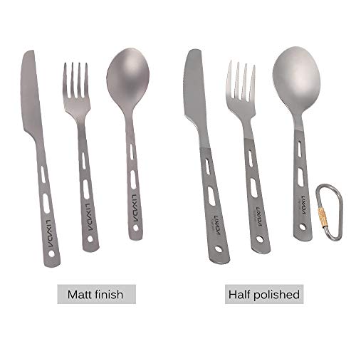 Colher, Romacci Conjunto de talheres de 3 peças Titânio para acampamento ao ar livre Piquenique Talh